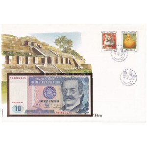 Peru 1987. 10I felbélyegzett borítékban, bélyegzéssel T:I Peru 1987. 10 Intis in envelope with stamp and cancellation C...