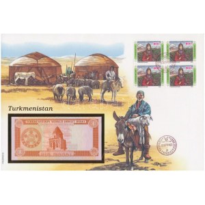 Türkmenisztán 1993. 1M felbélyegzett borítékban, bélyegzéssel T:1 Turkmenistan 1993...