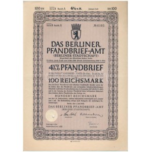 Német Harmadik Birodalom / Berlin 1940. Berlini Kötvényhivatal 4 1/2%-os kötvénye 100M-ról, szárazpecséttel...