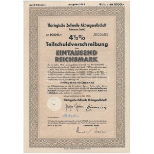 Német Harmadik Birodalom / Schwarza (Saale) 1943. Thüringiai Műselyem Részvénytársaság Schwarza (Saale) 4 1/2%...