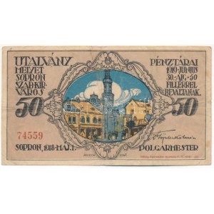 Sopron 1918. május 1. 50f utalvány T:III- Adamo kat.-ban nem szerepel