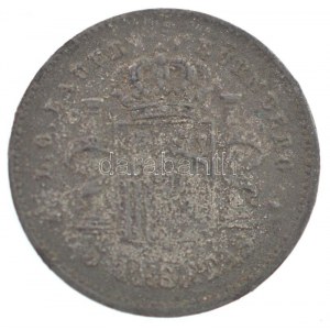 Spanyolország DN (1887) 5P Fe minipénz T:2- Spain ND (1887) 5 Pesetas Fe mini coin C:VF