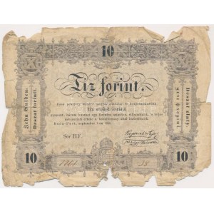 1848. 10Ft Kossuth Bankó T:IV szakadások, folt, anyaghiány Adamo G111