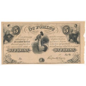 1852. 5Ft Kossuth bankó kitöltetlen, D T:I Hungary 1852. 5 Forint D without date and serial number C...