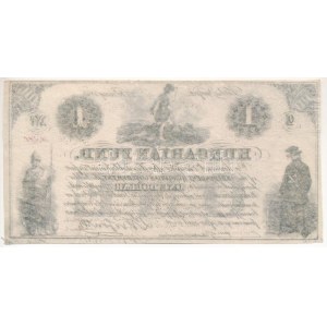 1852. 1$ C Kossuth bankó piros 22598 sorszámmal, nyomdai papírránccal és papírráncból eredő nyomathibával T:I...