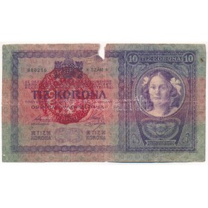 1904. 10K 2987 880205 piros Magyarország felülbélyegzéssel T:III- hajlás, anyaghiány, sarokhajlás...