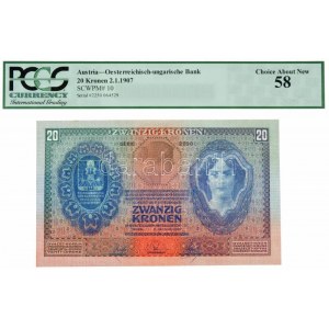 1907. 20K 2250 064629 eredeti PCGS tokban T:58 (I-,II) / Hungary 1907. 20 Korona 2250 064629...