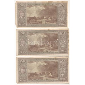 1945. 50P (3x) közeli sorszámok T:III sarokhajlás Adamo P15