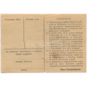 1946. 10.000AP nem kamatozó Pénztárjegy Másra át nem ruházható, bélyegzés nélkül, 050005 sorszámmal T...