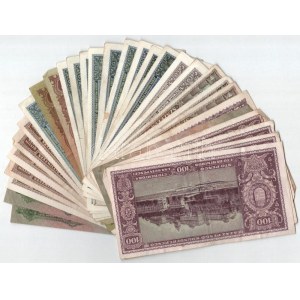 30db-os vegyes pengő és inflációs pengő bankjegy tétel T:II-III közte folt, szakadás...