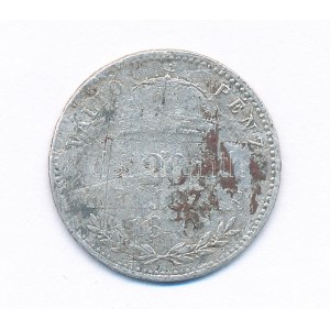 1870GYF 20kr Ag Ferenc József / Váltó pénz (2,37g) T:3- patina, karc Hungary 1870GYF 20 Krajcár Ag Franz Joseph ...