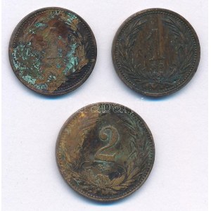 1894KB 1f bronz + 1901KB 1f bronz + 1909KB 2f bronz T:2-,3 patina, karc