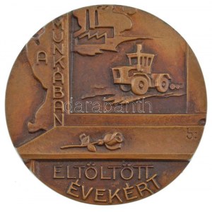 Lajos József (1936-) DN A munkában eltöltött évekért egyoldalas bronz emlékérem (99mm) T:1...