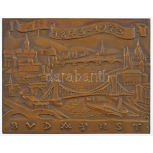 Madarassy Walter (1909-1994) 1973. Budapest 1873-1973 egyoldalas, öntött bronz plakett (78x101mm) T...