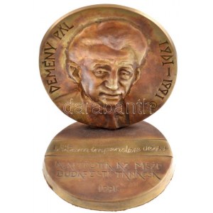 Marosits István (1943-) 1991. Demény Pál 1901-1991 bronz plakett bronz talppal, a talpon Vitam impendere vero ...