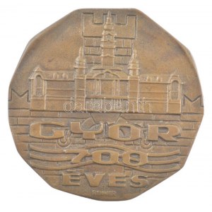 Renner Kálmán (1927-1994) 1971. Győr 700 éves egyoldalas bronz plakett (~113-114mm) T:1-