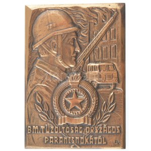 Renner Kálmán (1927-1994) BM. Tűzoltóság Országos Parancsnokától egyoldalas, öntött bronz plakett (120x85mm) T:1-...