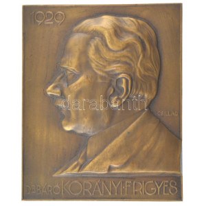 Csillag István (1881-1968) 1929. Dr. Báró Korányi Frigyes egyoldalas bronz plakett (68x55mm) T:2 több ü. HP.: 1777...