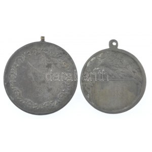 ~1920-1930. 2 db asztalitenisz fém díjérem füllel (35-40mm) T:2 patina