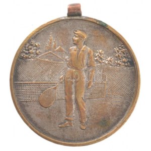 1924. RAC házi verseny férfi páros II. díj kétoldalas bronz díjérem füllel (28mm) T:1-
