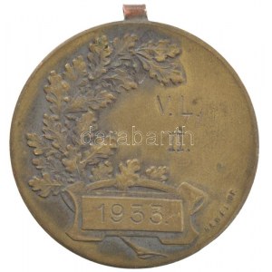 1933. kétoldalas bronz magasugró díjérem füllel (38mm) T:2