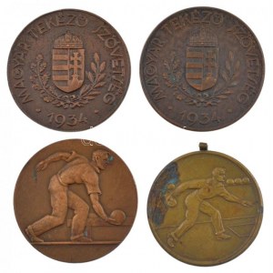 1935-1941. 4db-os bronz tekéző díjérem-tétel, benne Előre Tekéző Egyesület - Budapest 1934 - Magyar bajnok - 1938-39...