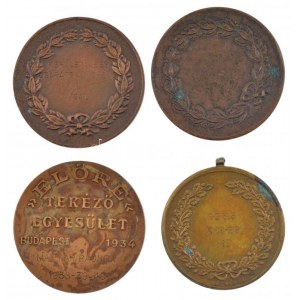 1935-1941. 4db-os bronz tekéző díjérem-tétel, benne Előre Tekéző Egyesület - Budapest 1934 - Magyar bajnok - 1938-39...