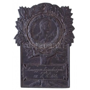 1943. A magyar bajnokságért 1943. VII. L. E.-től Zn díjplakett (86x61mm) T:2