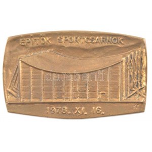 1978. Építők Sportcsarnok - 1978. XI. 16. öntött bronz plakett (115x73mm) T:2