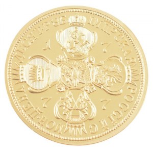 DN Történelmi aranypénzek -II. (Nagy) Katalin 10 rubel aranyozott Cu-Zn utánveret COPY beütéssel, kapszulában (38mm...