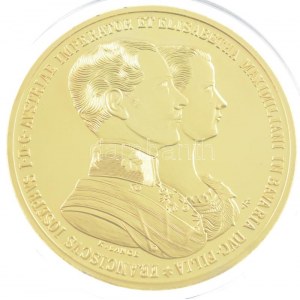 DN Magyar Aranyóriások - Ferenc József és Erzsébet házassági érme 1854 aranyozott Cu utánveret (46mm) T...