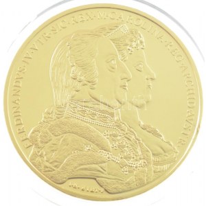 DN Magyar Aranyóriások - II. Lipót koronázási érem 1790 aranyozott Cu utánveret T:PP