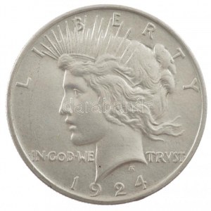 Amerikai Egyesült Államok 1924. 1$ Ag Béke (26,72g) T:1- kis karc USA 1924. 1 Dollar Ag Peace (26,72g) C...