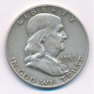 Amerikai Egyesült Államok 1959D 1/2$ Ag Franklin T:2- ph. USA 1959D 1/2 Dollar Ag Franklin C...