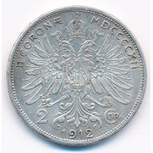 Ausztria 1912. 2K Ag Ferenc József T:2 Austria 1912. 2 Corona Ag Franz Joseph C:XF Krause KM...
