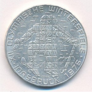 Ausztria 1976. 100Sch Ag Innsbruck - XII. téli olimpia / Síelő T:1- Austria 1976. 100 Schilling Ag ...