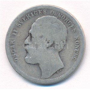 Svédország 1876ST 1K Ag II. Oszkár uralkodói címben O T:3 Sweden 1876ST 1 Krona Ag Oscar II with O in title C...