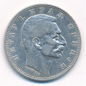 Szerbia 1912. 1D Ag I. Péter T:2 Serbia 1912. 1 Dinara Ag Petar I C:XF Krause KM#26