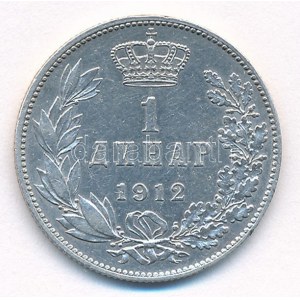 Szerbia 1912. 1D Ag I. Péter T:2 Serbia 1912. 1 Dinara Ag Petar I C:XF Krause KM#26