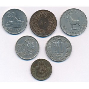 Vegyes 6db-os érme tétel, közte Brazília 1869. 20R bronz + Guinea 1969. 50P Cu-Ni + Közép-Afrikai Államok / Kongó 1963...