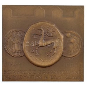 Drahomír Zobek (1952-) 50. Vyrocie organizovanej numizmaticky v Bratislave bronz emlékérem (70x64mm) T:1...