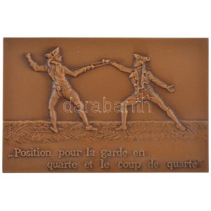 Franciaország DN POSITION POUR LA GARDE EN QUARTE ET LE COUP DE QUARTE egyoldalas, öntött bronz plakett (53x81mm) T:1...