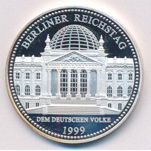 Németország 1999. Berlin / Reichstag ezüstözött Cu-Ni emlékérem (40mm) T:PP patina Germany 1999. Berlin / Reichstag...