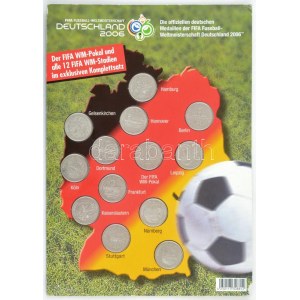 Németország 2006. FIFA labdarúgó-világbajnokság 2006 13 darabos fém emlékérem sorozat karton emléklapon (29mm) T:1...