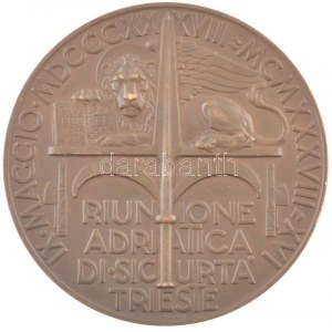 Olaszország / Trieszt 1938. Az Adriai Biztosító Társulat 100 éves jubileumára kétoldalas bronz emlékérem. Szign....