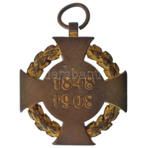 1908. Jubileumi Kereszt aranyozott bronz kitüntetés mellszalag nélkül T:2- kopott aranyozás Hungary 1908. ...