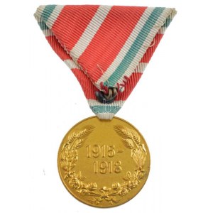 Bulgária ~1933-1939. Európai Háborús Emlékérem 1915-1918 aranyozott bronz kitüntetés polgári mellszalagon! T:1...