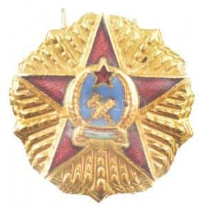 1949. Magyar Népköztársaság Érdemrend II osztályának zománcozott, aranyozott csillag miniatűrje (21mm) T:1 NMK 530...