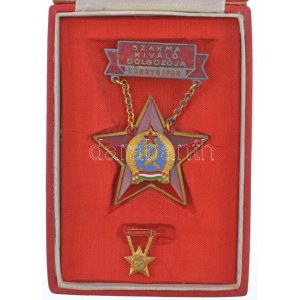~1950. Szakma kiváló dolgozója - Könnyűipar Rákosi-címeres zománcozott kitüntetés hátlapon 72672 sorszámmal...