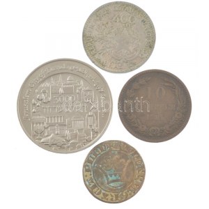 4db-os vegyes külföldi érme- és éremtétel, közte Brazília 1901. 400R Cu-Ni + Izrael 1995. Jeruzsálem 3000 éves...
